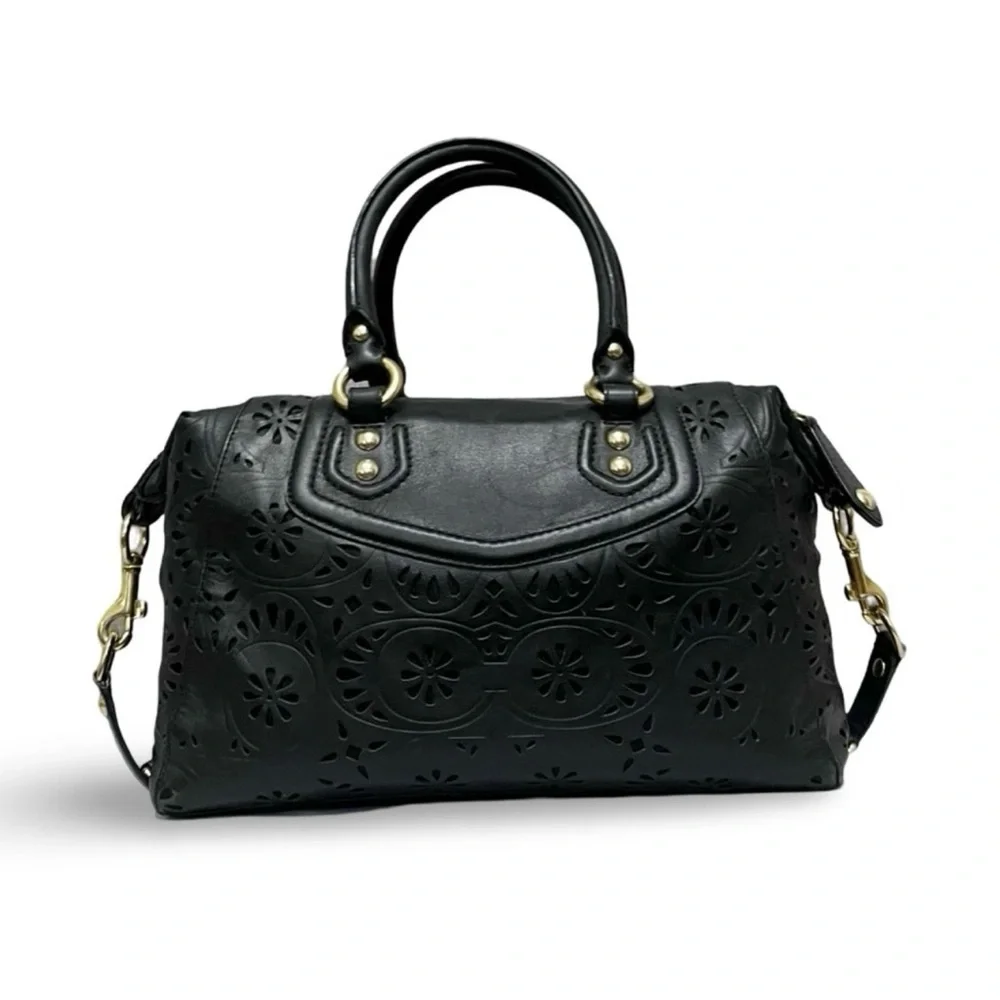 Coach Black Laser Cut Leather Ashley Convertible
Satchel Shoulder Bag Restored - Picture 3 of 10